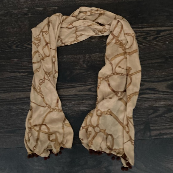 Gold Equestrian Bridle Rope & Chain Print Scarf Neck Wrap - Picture 3 of 7